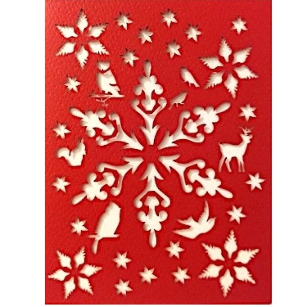 5 Beautiful Scherenschitte Red Christmas Cards